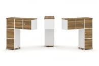 Надставка на стол низкая двухсторонняя + задняя стенка (5 шт.) + распашной фасад (5 шт.) CONCEPT CN.DNN-007 Сандал Янтарный Белый бриллиант Белый металл_6