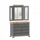 Комод с 5 ящиками с распашным зеркалом Амели Оникс серый_3