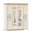 Шкаф четырехстворчатый с 2 зеркалами Вилладжио Алебастр/Дуб золотой_7