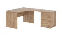 Стол эргономичный с тумбой правый EDIS EDCET 1318 R Дуб Денвер светлый Черный_1