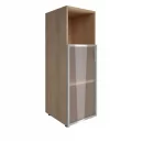 Шкаф книжный средний со стеклом в раме Lacobel без топа YALTA LT-SU 2.2L white Снежная Патина_41