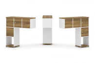 Надставка на стол низкая двухсторонняя + задняя стенка (4 шт.) + распашной фасад (4 шт.) CONCEPT CN.DNN-002 Сандал Янтарный Белый бриллиант Белый металл_1