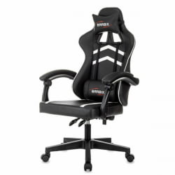 Геймерское кресло BRABIX Shooter GM-123, 2 подушки, экокожа, черное/белое