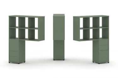 Надставка на стол высокая двухсторонняя + задняя стенка (2 шт.) + блок с 2-мя ящиками (2 шт.) CОНCЕПТ CН.ДНВ-008 Кобо Черный металл / CONCEPT CN.DNV-008