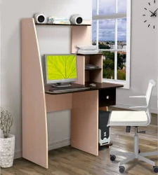 Письменный стол с полками и ящиками компьютерный №10 Дуб молочный/Венге