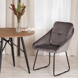 Кресло STAR (mod. CY-1919) вельвет/металл, 68 х 60 х 88 см , серый (HLR 24)/черный