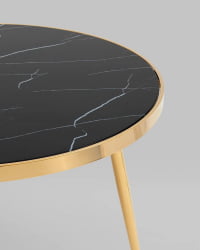 Стол обеденный Гелиос 100*100 стекло черный мрамор сталь Золото