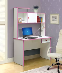 Письменный стол с полками и ящиками компьютерный №9 Белый/Оранжевый