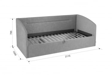 Односпальная кровать с подъемным механизмом Альба (Софа) КМ.S-16 капучино (велюр)