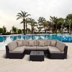 Плетеный модульный диван ЙР822-В53 Олд Бровн / YR822-W53 Old Brown