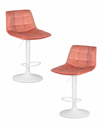 Стул барный ДОБРИН ТАИЛОР ВХИТЕ (пудрово-розовый велюр (МДЖ9-32)) 2 шт / DOBRIN TAILOR WHITE (MJ9-32))