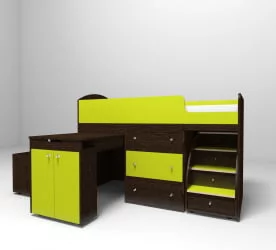 Кровать-стол Малыш Венге/Лайм
