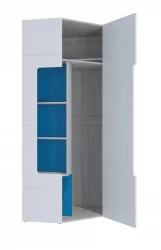 Детский угловой шкаф Палермо Юниор 08 Белый глянец Ясень шимо светлый Синий