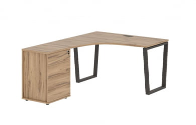 Стол эргономичный с тумбой левый EDIS EVCET 1318 L Дуб Денвер светлый Мокко