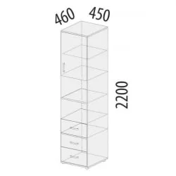 Стеллаж (прав) Эверест 500.04 Дуб Кронберг/Белый шпон