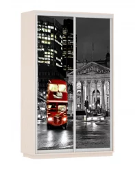 Шкаф-купе двухдверный Экспресс Дуо 1400х2400h Лондон/Дуб молочный