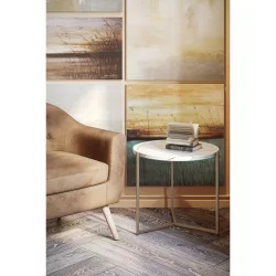 Стол в гостиную Бруно Белый мрамор/титан