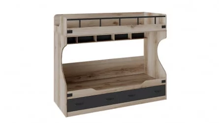 Кровать двухъярусная Окланд ТД-324.11.01 Фон Черный/Дуб Делано