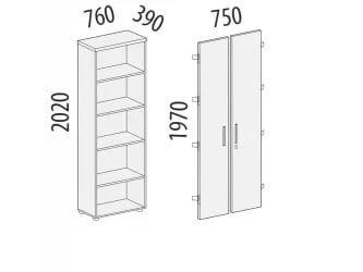 Стеллаж закрытый Альфа 63 131 Дуб Кобург