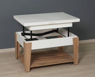 Журнальный стол-трансформер Агат 34 (03) Белый шпон-Дуб Вотан