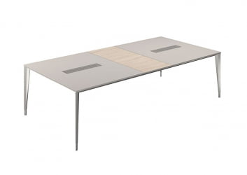 Конференц-стол (домино поперек) Atlas NZ-0103.GS.YN.AL Серый камень Ясень Наварра Алюминий