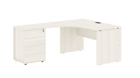 Стол эргономичный с тумбой левый EDIS EDCET 1518 L Ясень Траун Черный