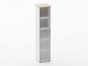 Шкаф 4 узкий  2 полки открытые и 1 стеклянная дверь Deka 10.19.16Пр Туя/Белый