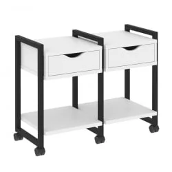 Тумба на колесных опорах наборная. Вариант №1 LOFT VR.L-TN-1.K Металл черный Белый Бриллиант