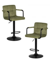 Стул барный ДОБРИН КРУГЕР АРМ БЛАCК (зеленый вельвет (ЛАР-Е2041-7)) 2 шт / DOBRIN KRUGER ARM BLACK (LAR-E2041-7))