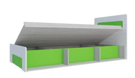 Кровать 0,9 с подъемным механизмом Палермо Юниор 01 Белый глянец Ясень шимо светлый Зеленый
