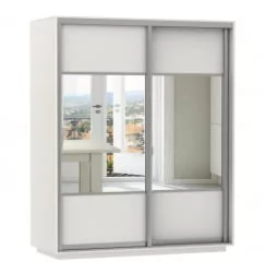 Шкаф-купе двухдверный Экспресс Дуо Комби 1600х2200х Белый снег / 1600х2200h