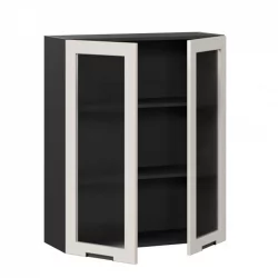 Шкаф кухонный 800 высокий со стеклом Джамис ЛД 296.460.000.156 Черный Кашмир