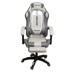 Кресло 907 KINGQUEEN, замша, цвет светло-серый с массажем, арт 907-Rice-White