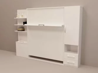 Шкаф-кровать Смарт 1 с полками 1600 левый Дуб молочный