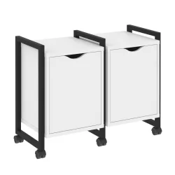 Тумба на колесных опорах наборная. Вариант №2 LOFT VR.L-TN-2.K Металл черный Белый Бриллиант