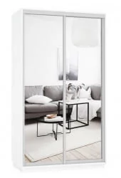 Белый шкаф-купе с зеркалом Экспресс Дуо Экспенс 1200х2200h Белый снег