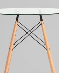 Круглый стол из стекла EAMES DSW NEW D=80 прозрачный стеклянный