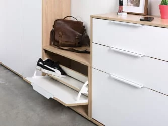 Тумба для обуви Куба 13.58 Дуб сонома-белый премиум