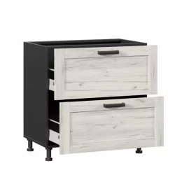 Тумба кухонная 800 с 2 ящиками ЛЮКС (4) Тип 1 Винченца ЛД 234.920.000.070 Черный Дуб Крафт белый