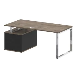 Стол руководителя с опорной тумбой , правый SHIFT SK.SRT-180 (R) Тиквуд Темный/Антрацит