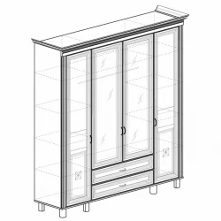 Шкаф четырехдверный Марлен 493 Кремовый белый Патина