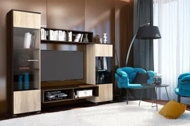 Современная стенка в гостиную Рио Дуб Кантерберри Сонома