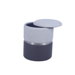 Пуф Кэрри с ящиком серо-черный шенилл с экокожей