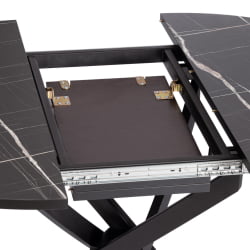 Стол MANZANA ЛДСП/HPL/металл, 100 х 100+30 х 75 см, Мрамор черный/черный