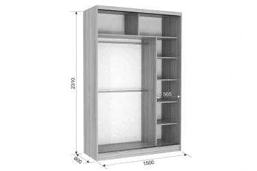 Шкаф для гостиной со стеклянными дверьми Гранд 2-600 Венге / Крем