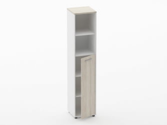Шкаф 4 узкий  2 полки открытые, 3 полки закрытые Deka 10.19.13Пр Дуб Сантана светлый/Белый