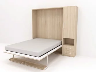 Кровать-трансформер Смарт 1 правый со шкафом 1400 Дуб молочный