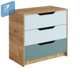 Комод RICH КМ-001 Мята/Сумеречный голубой/дуб крафт золотой