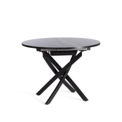 Стол MANZANA ЛДСП/HPL/металл, 100 х 100+30 х 75 см, Мрамор черный/черный