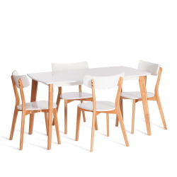 Стол обеденный Claire столешница МДФ, опоры дерево гевея, белый / натуральное дерево, 135 x 80 x 75см